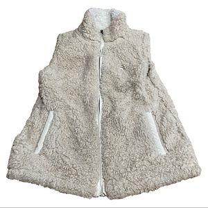 small tan southern shirt fuzzy vest